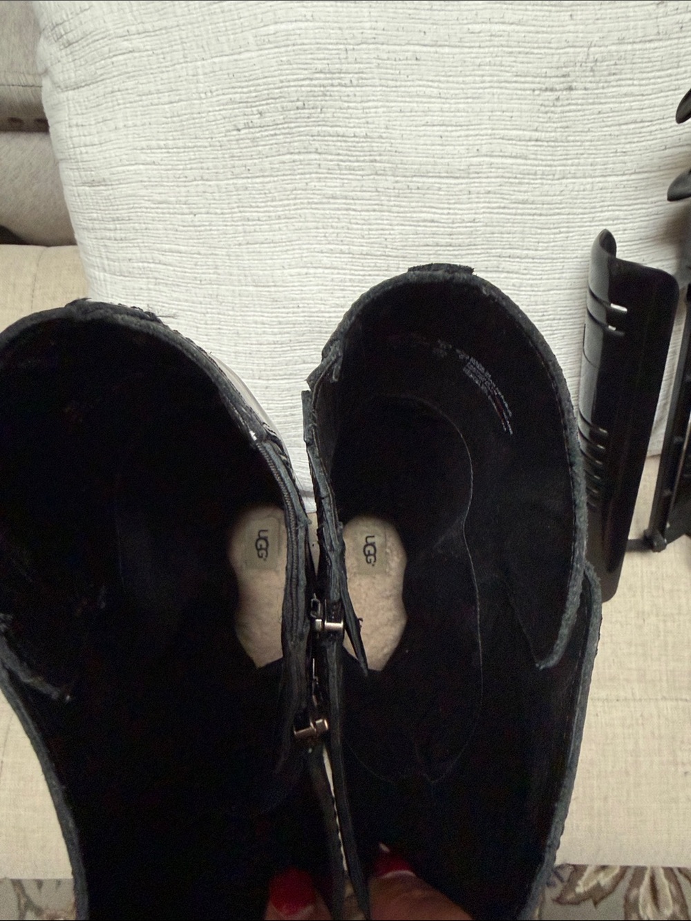UGG Black Leather Knee-High Riding Boots - Picture 2 of 15